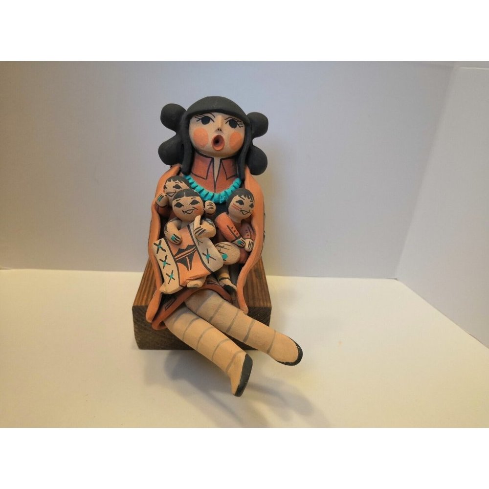 Carol Lucero Gachupin handmade and signed "storyteller" clay figure
